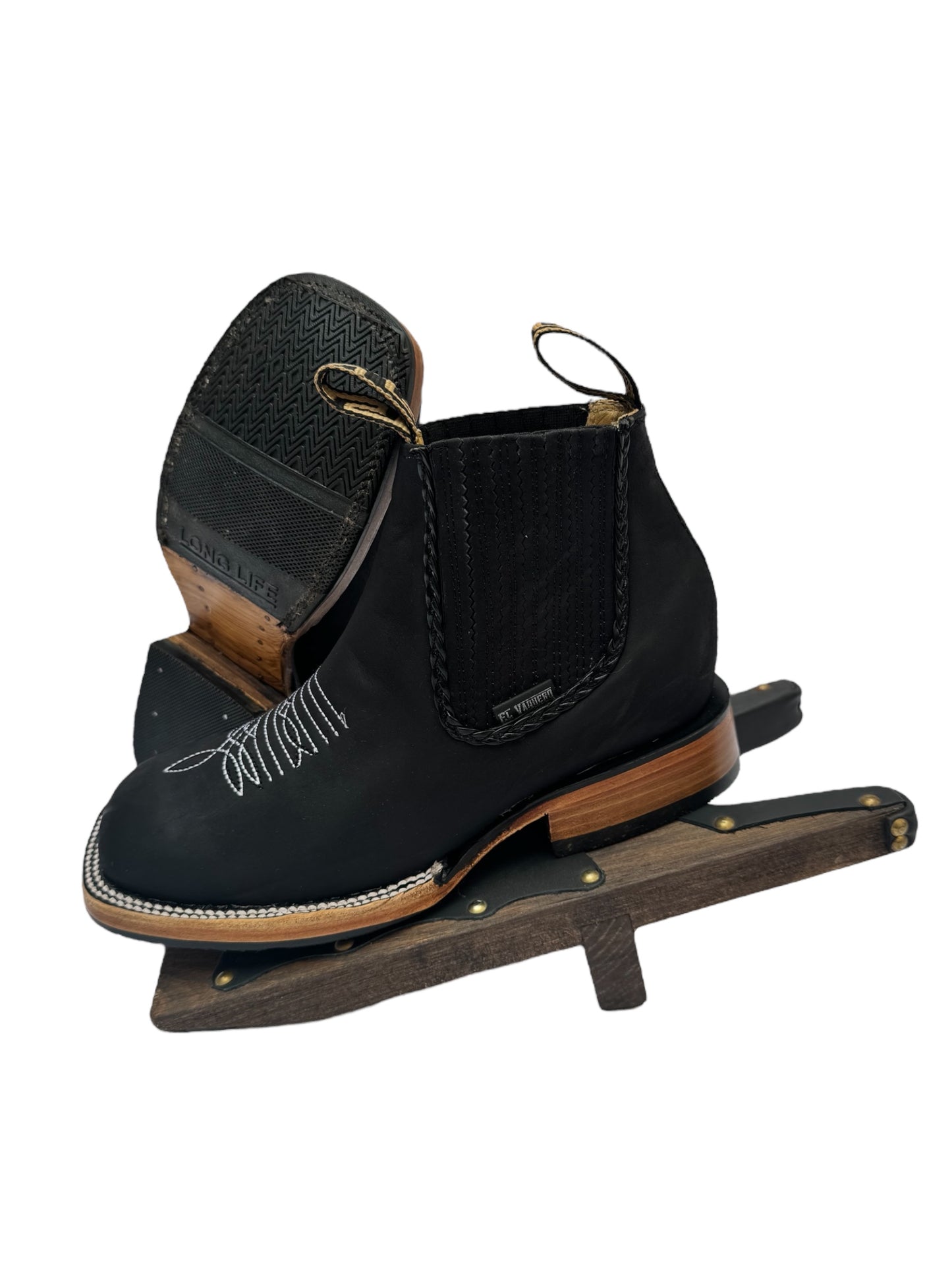 Botín Dama Horma Bulldog Diseño Trenza Negro