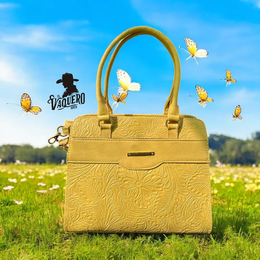Cartera Amarilla con Grabado