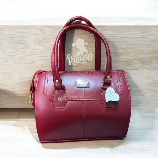 Cartera Cuero Lisa Roja